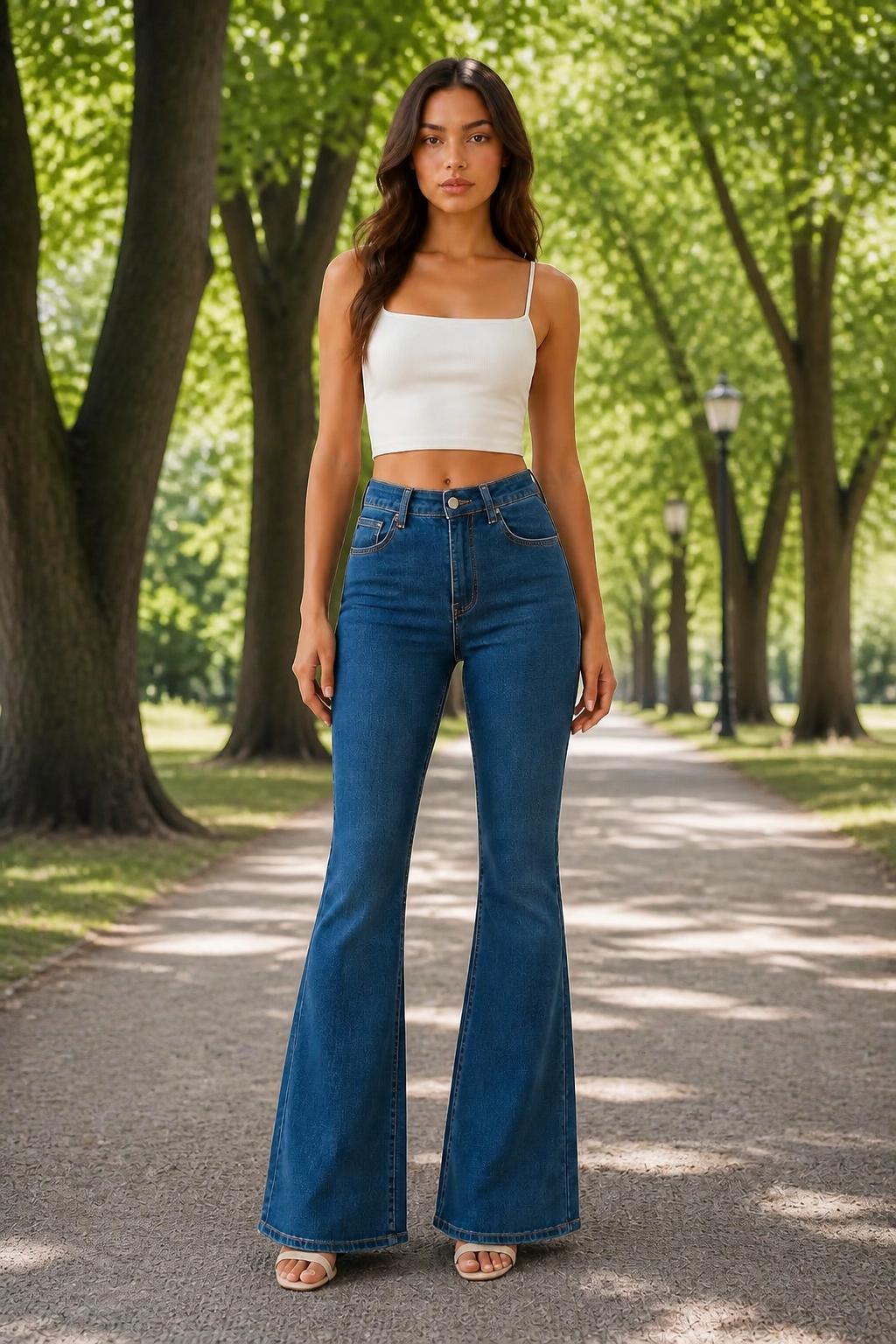 Charlotte | Ladies Flared Jeans, Classic High-Stretch Denim