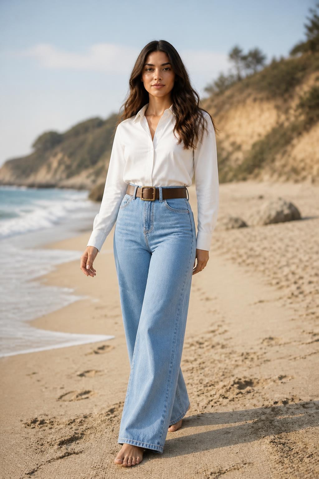 Evelyn | High Rise Jeans, Women's Washed Denim with Elastic Fit