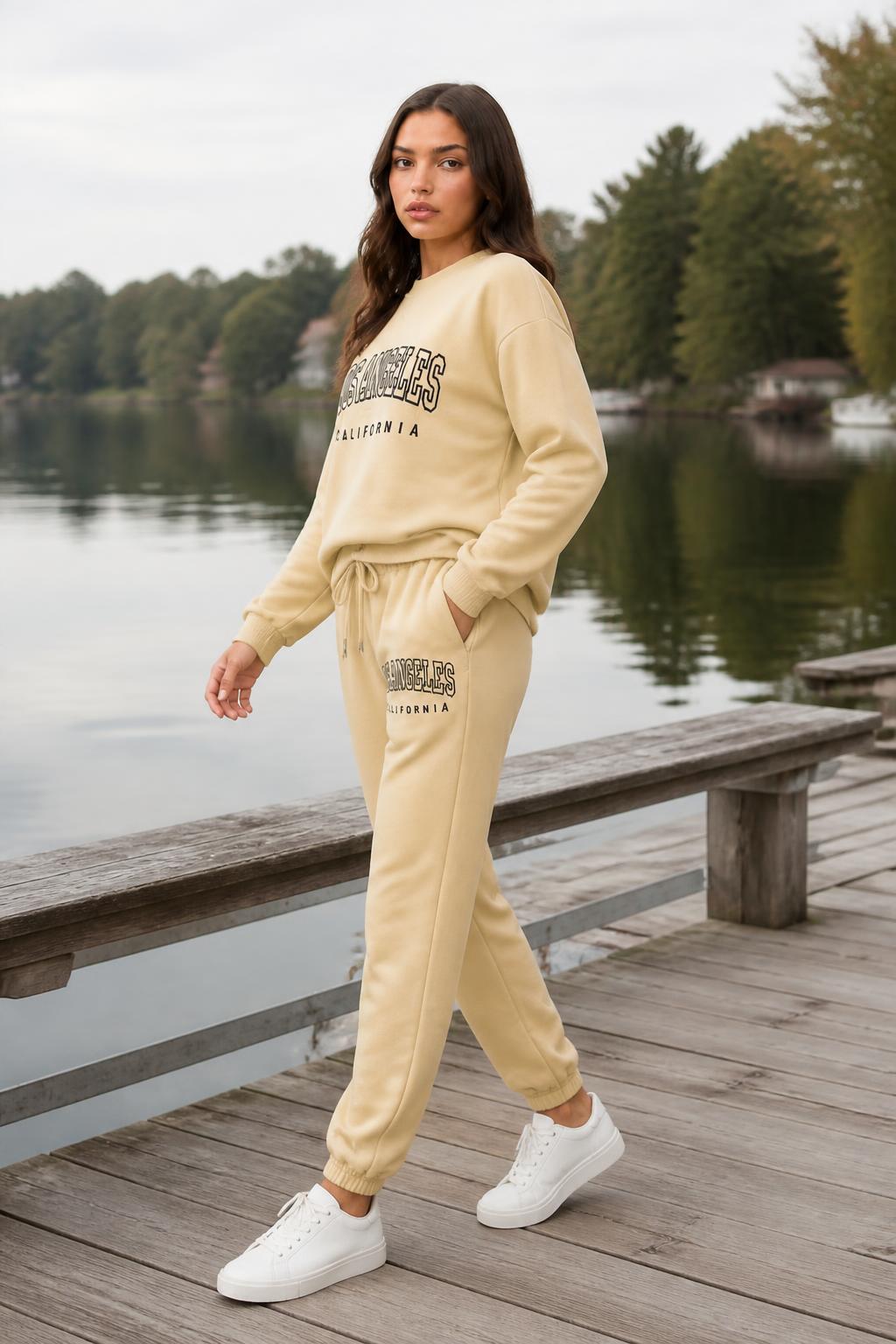 Olivia | Hoodie and Sweatpants Set, LA Print for Autumn and Winter