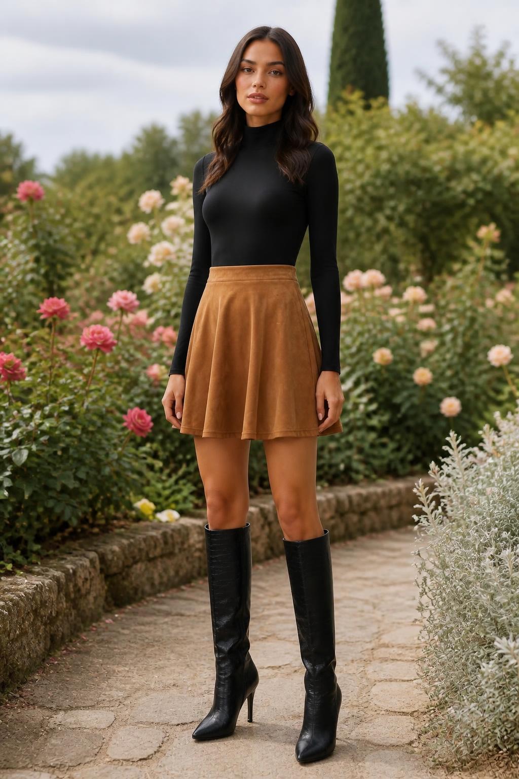 Emma | Short Skirts for Women, High-Waist A-Line with Belt and Zipper