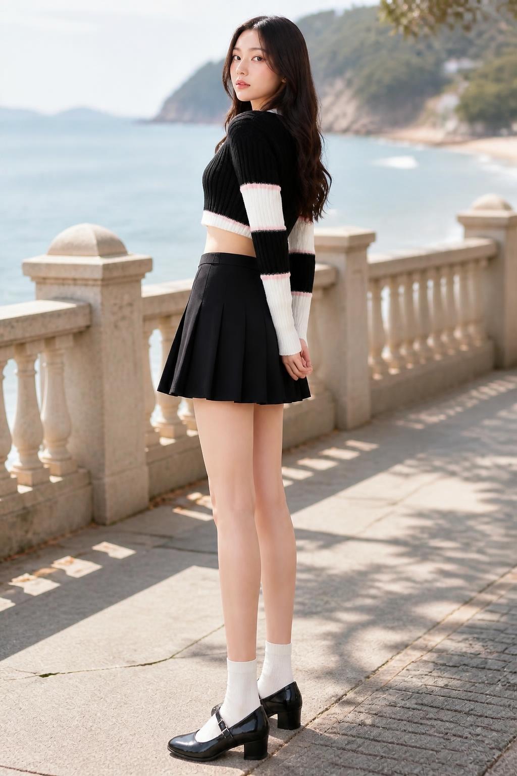 Evelyn | Gray Pleated Skirt, High-Waist A-Line (No Belt)