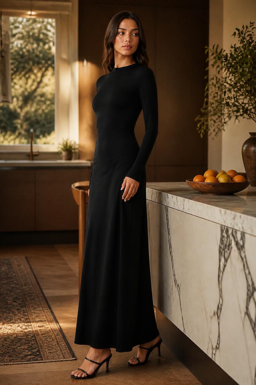 Charlotte | Formal Maxi Dress, Long Fitted High Neckline for Evening Events