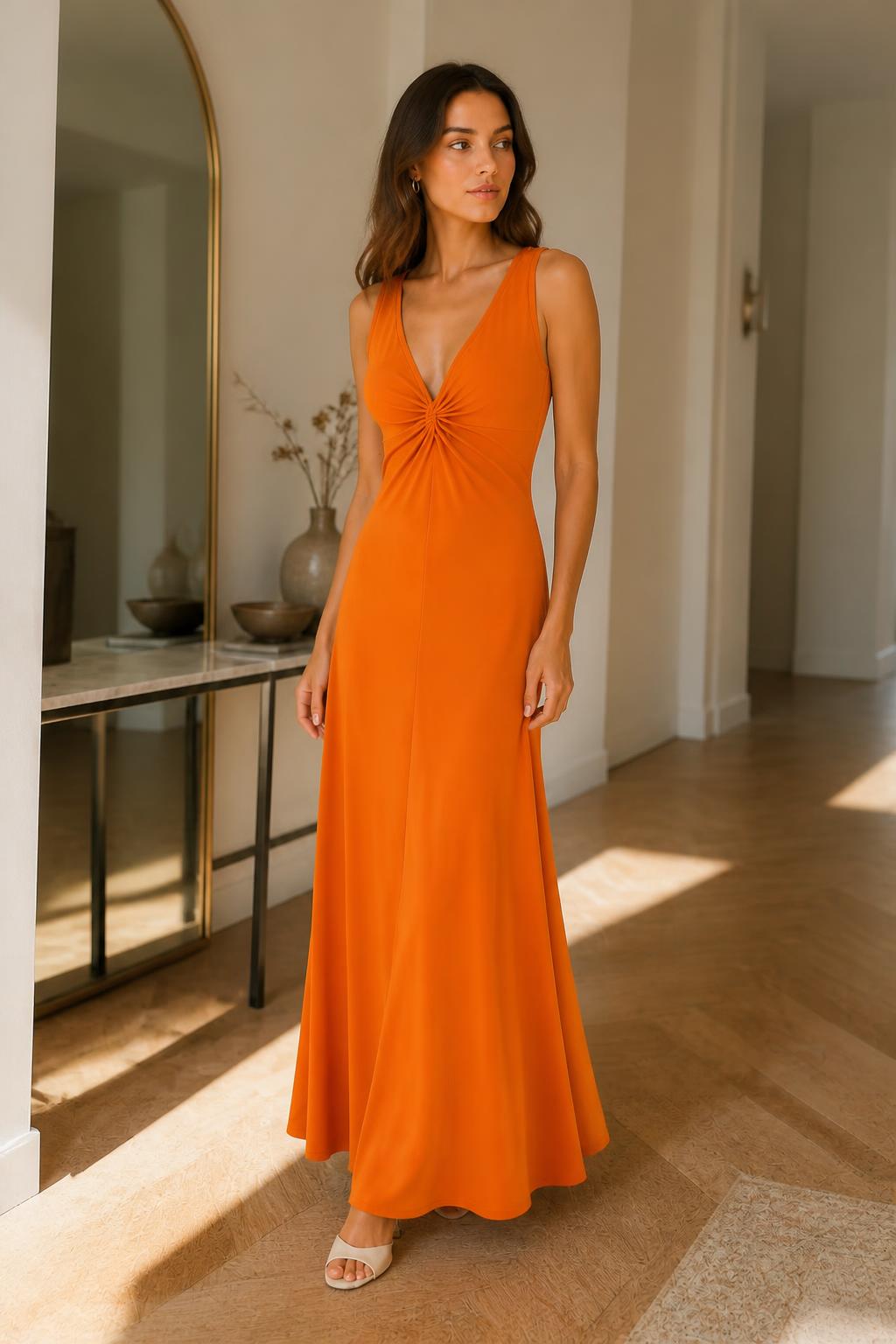 Mia | Backless Halter Dress, Twisted Slim Long Style