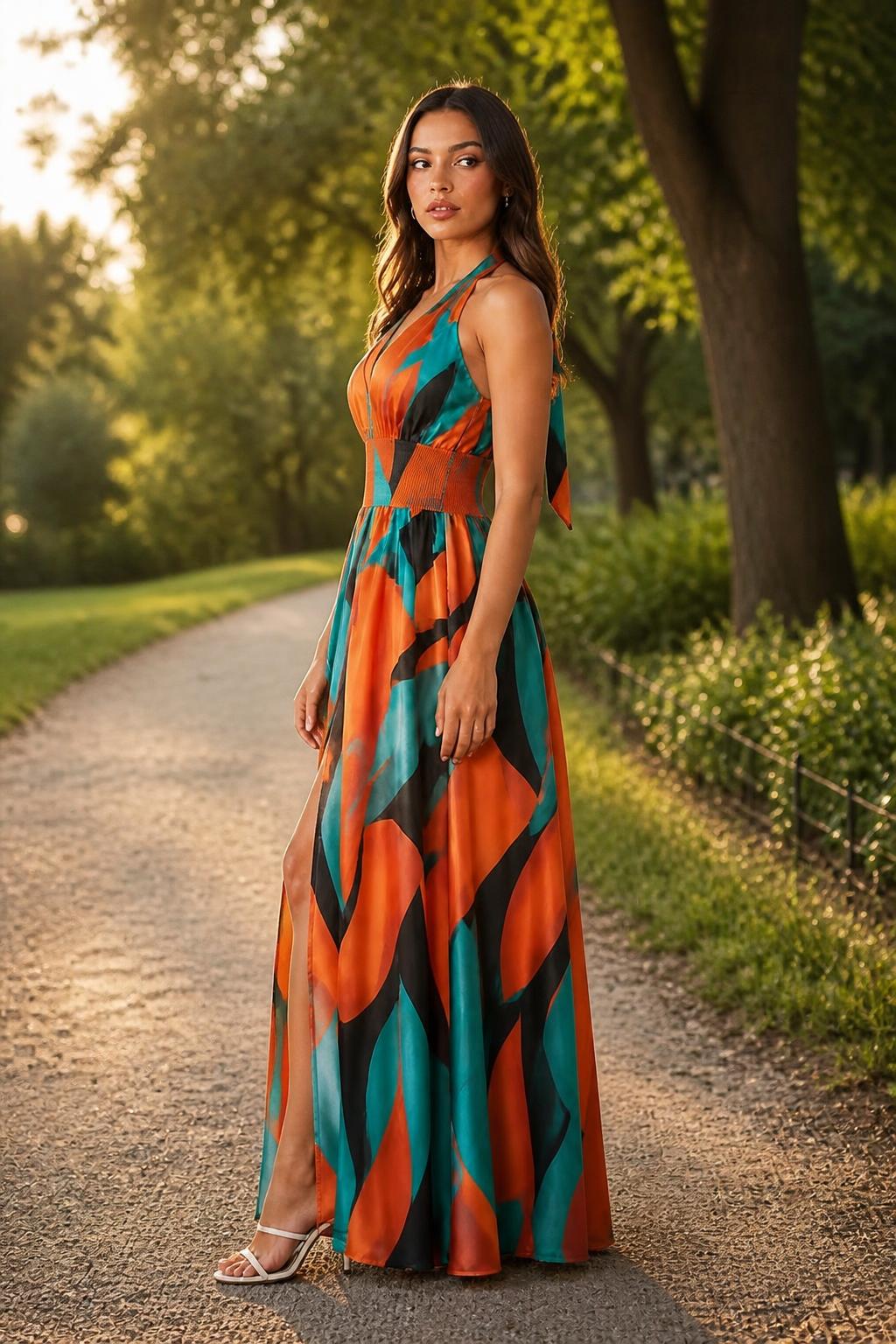 Amelia | Slit Dress, Sleeveless V-Neck Maxi