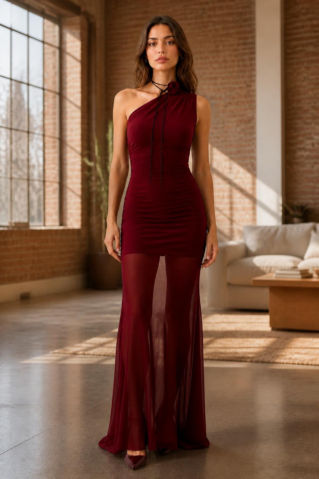 Charlotte | Mesh Maxi Dress, Strapless Sheer High-Waist