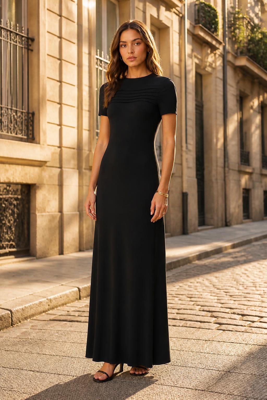 Sofia | Casual Midi Dress, Short Sleeve Round Neck