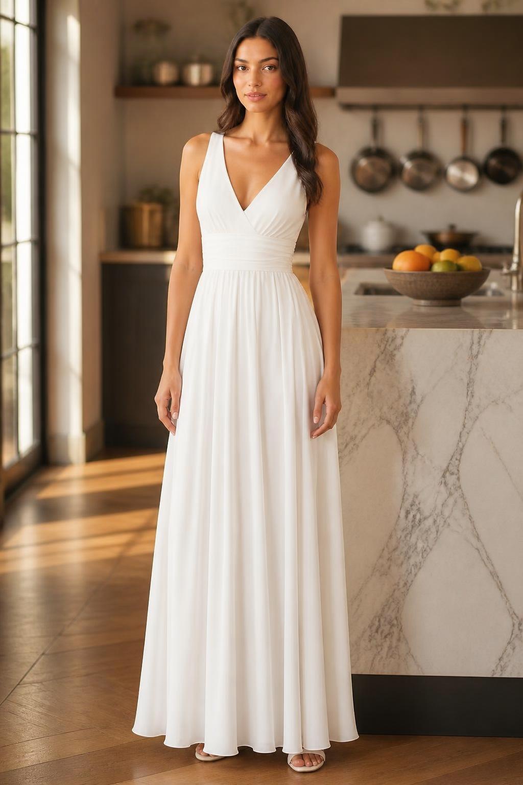Amelia | A Line Midi Dress, Sleeveless French-Style with Waist Fastening