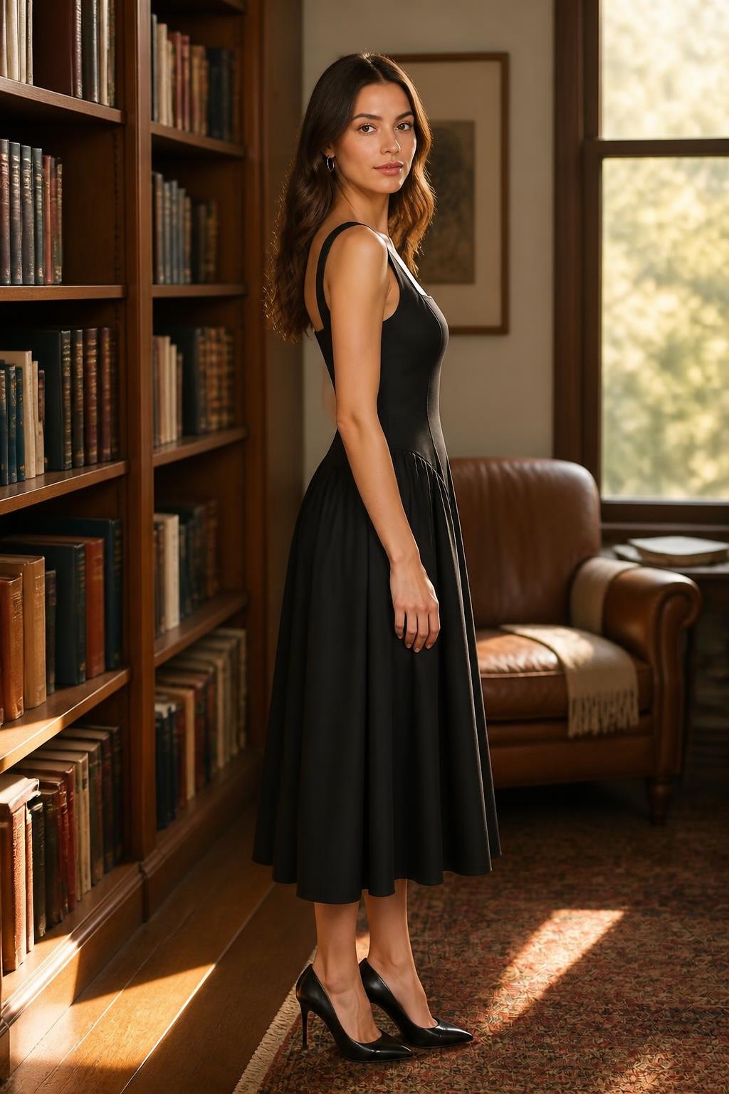 Sophia | Spaghetti Strap Dress, Sleeveless Mid-Length Solid