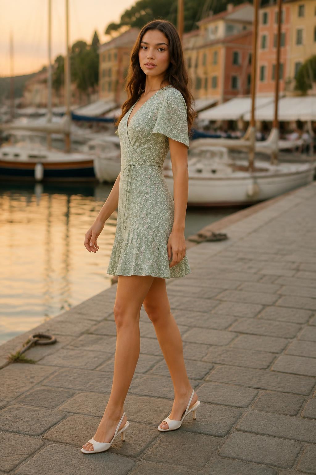 Olivia | Floral Dresses for Women, Wrap with Butterfly Sleeves and Tie Waist