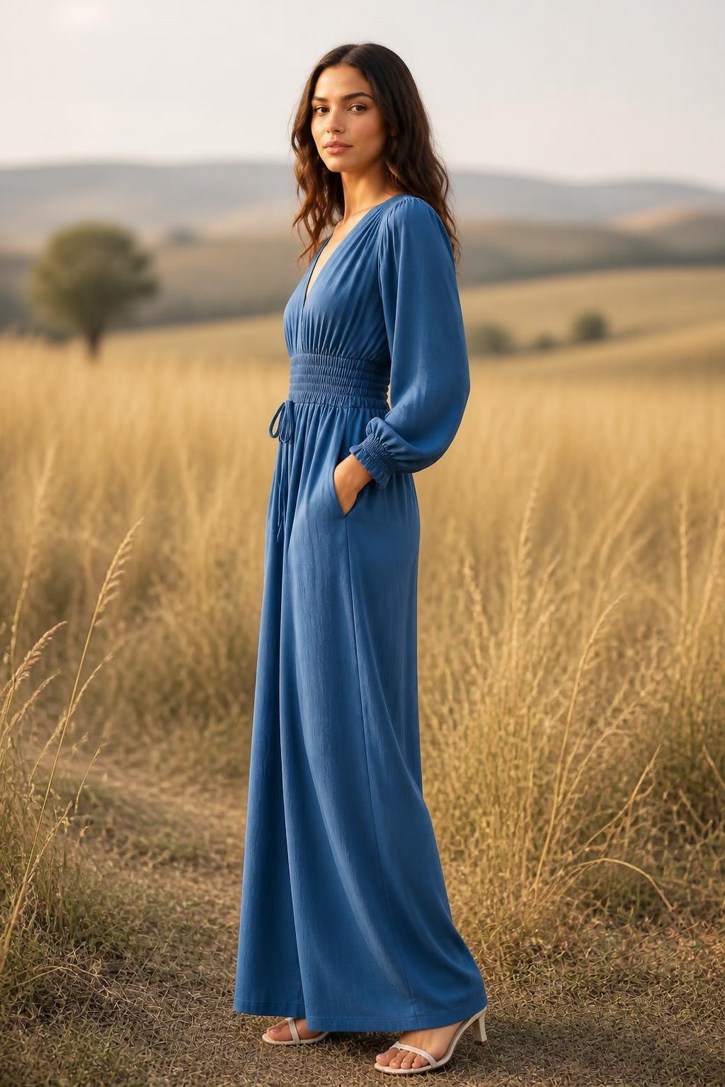 Isabella | Casual Dress, Elegant Relaxed Fit with Pockets and Wrap Design