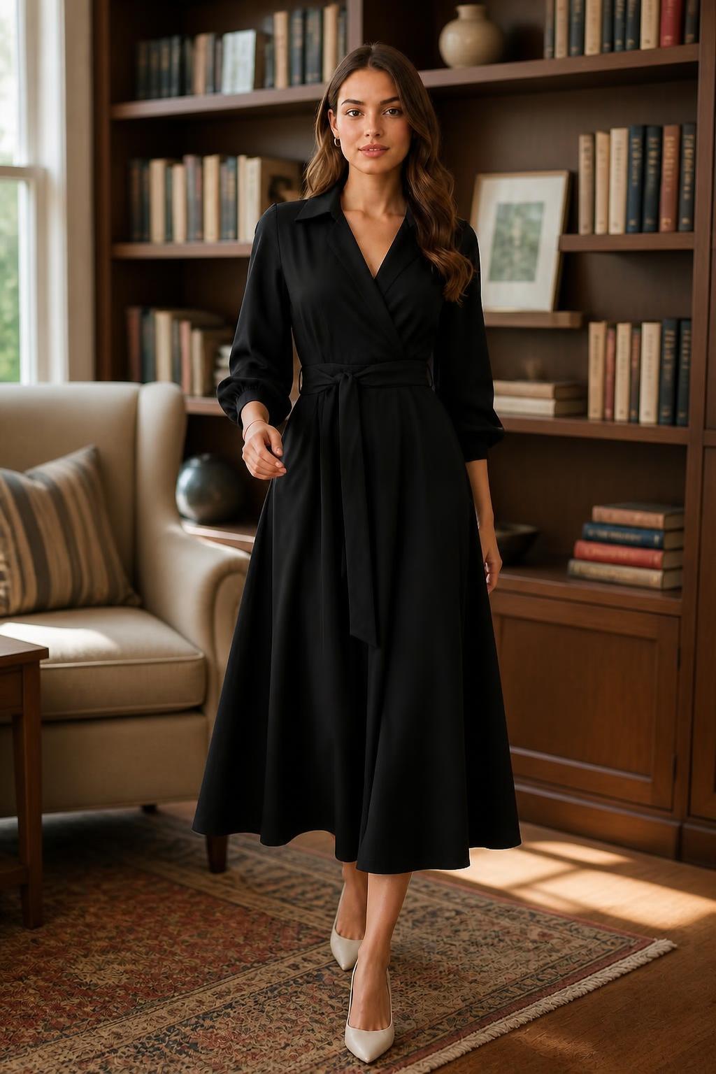 Isabella | A Line Dress, Elegant Style with 3/4 Sleeves