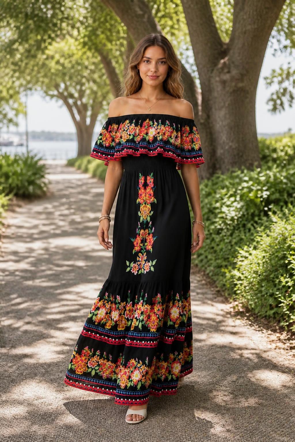 Evelyn | Off the Shoulder Dress, Women's Floral Print