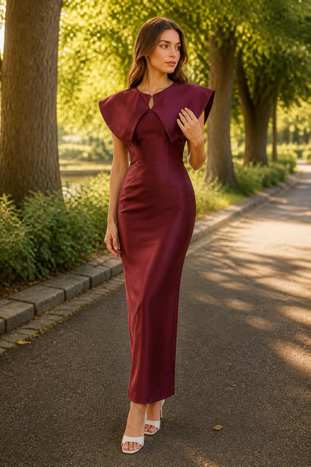 Sophia | Midi Cocktail Dress, Korean-Style V-Neck Wrap