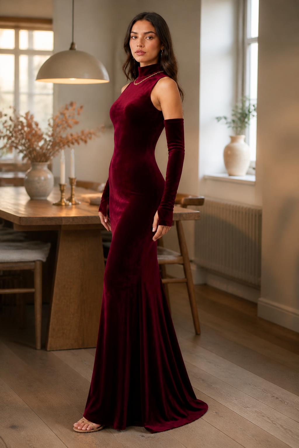 Emma | Long Velvet Dress, Women's Mermaid Floor-Length Evening Gown