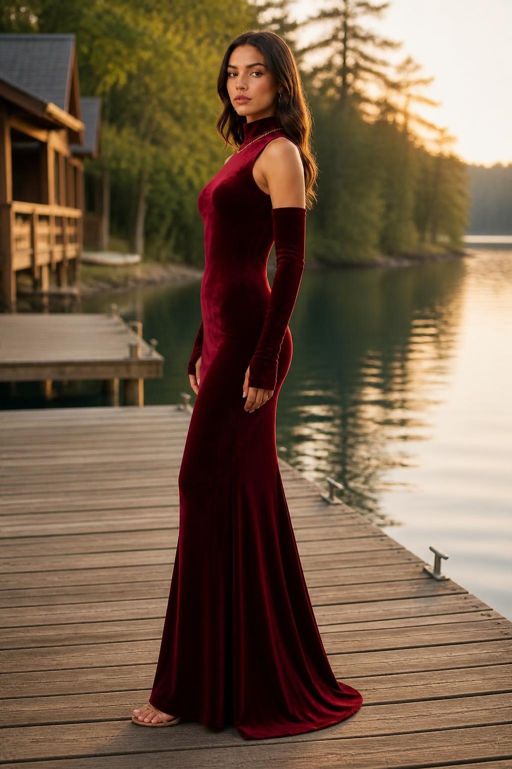 Emma | Long Velvet Dress, Women's Mermaid Floor-Length Evening Gown