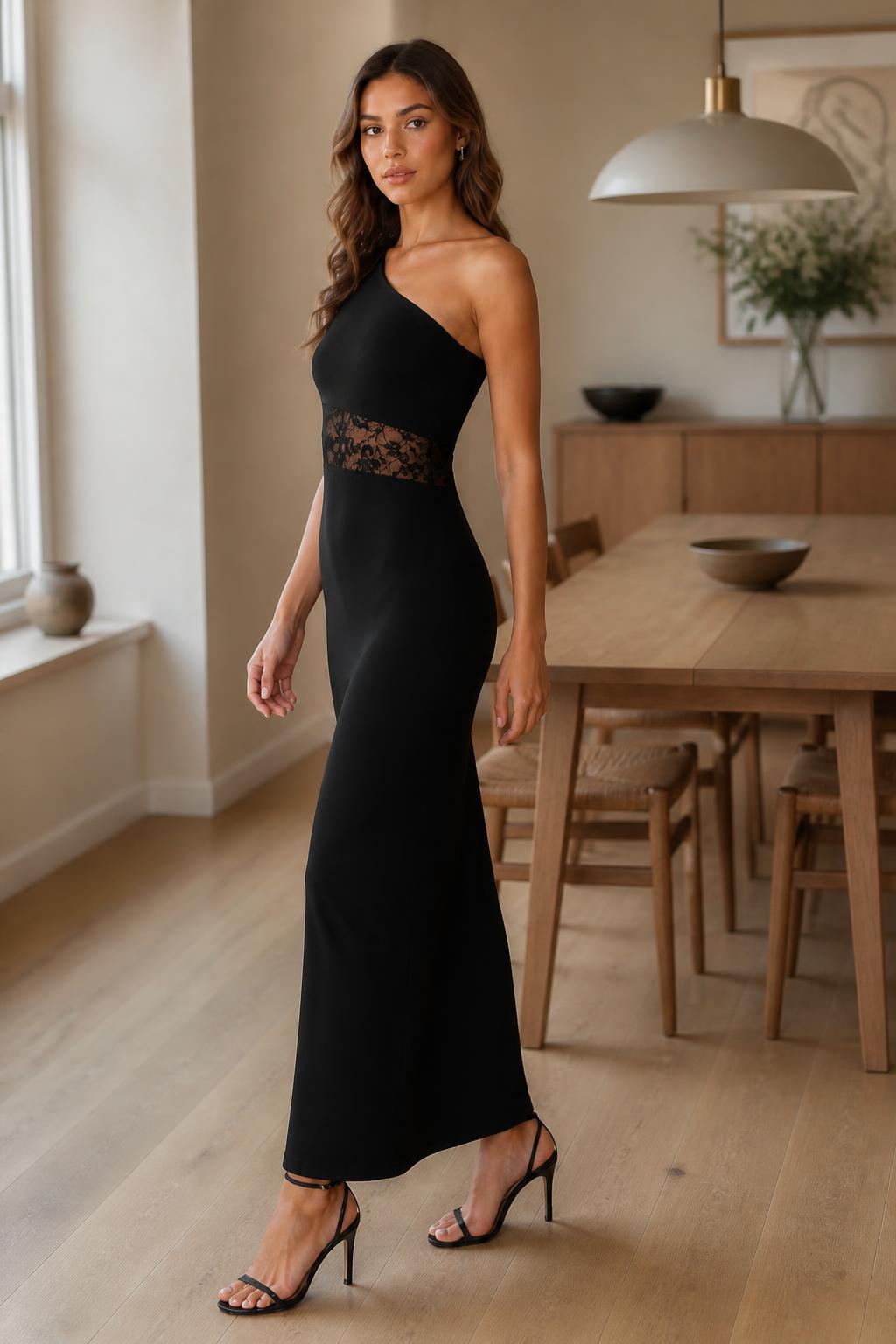 Eliana | Cut Out Dress, One-Shoulder Asymmetric with Cutout Waist