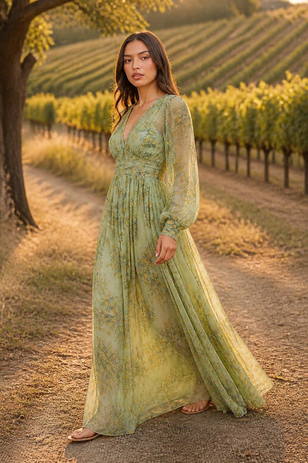 Emma | Floral Maxi Dress, Vintage Bohemian with Ruffled Hem