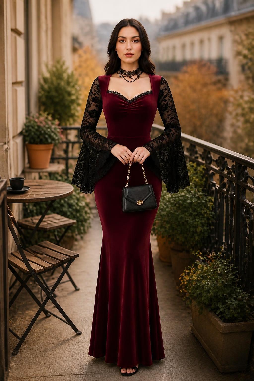 Olivia | Mermaid Dress, Vintage Patchwork Bodycon for Autumn and Winter