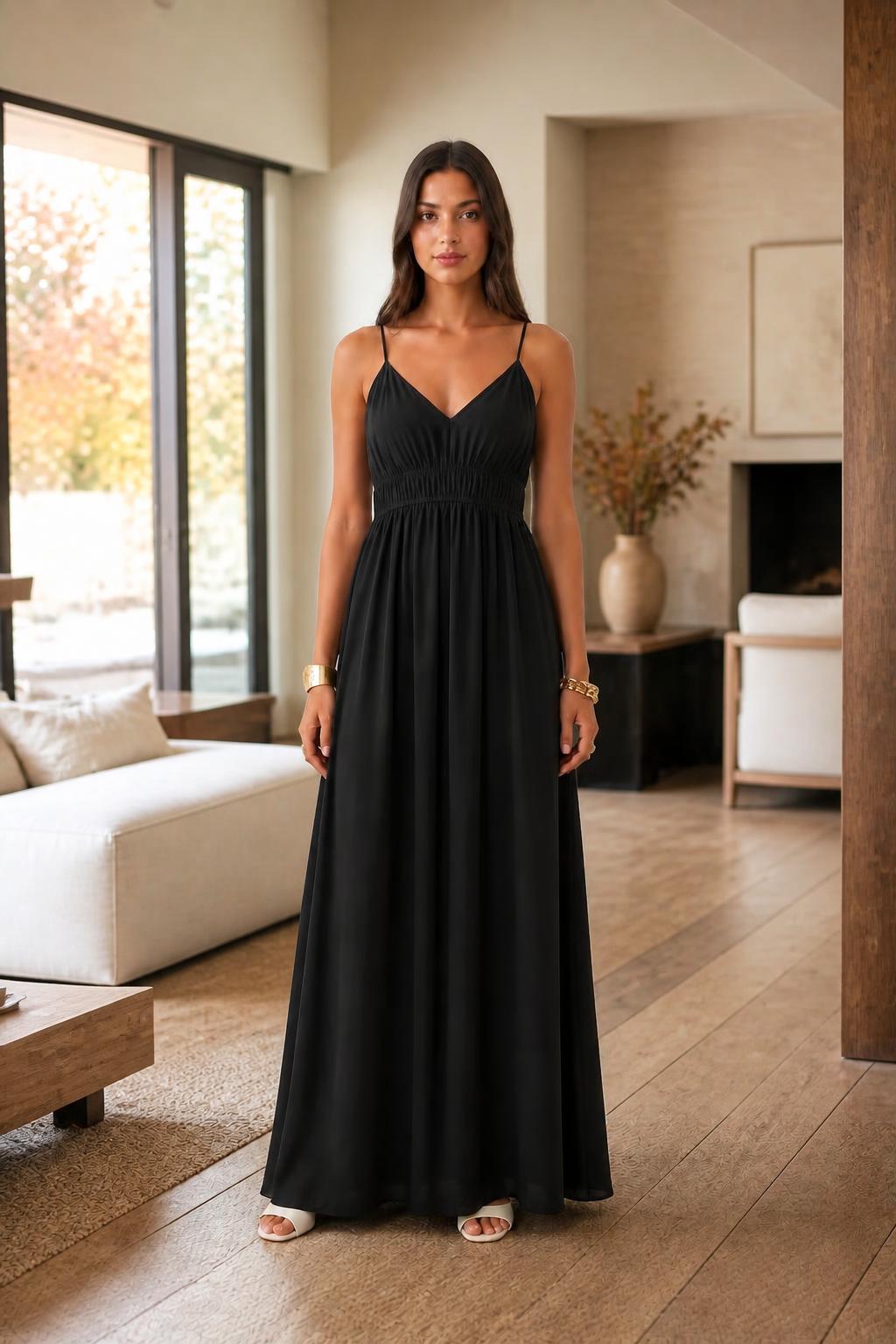 Evelyn | Pearl Dress, V-Neck Embroidered Sleeveless with Cinched Waist