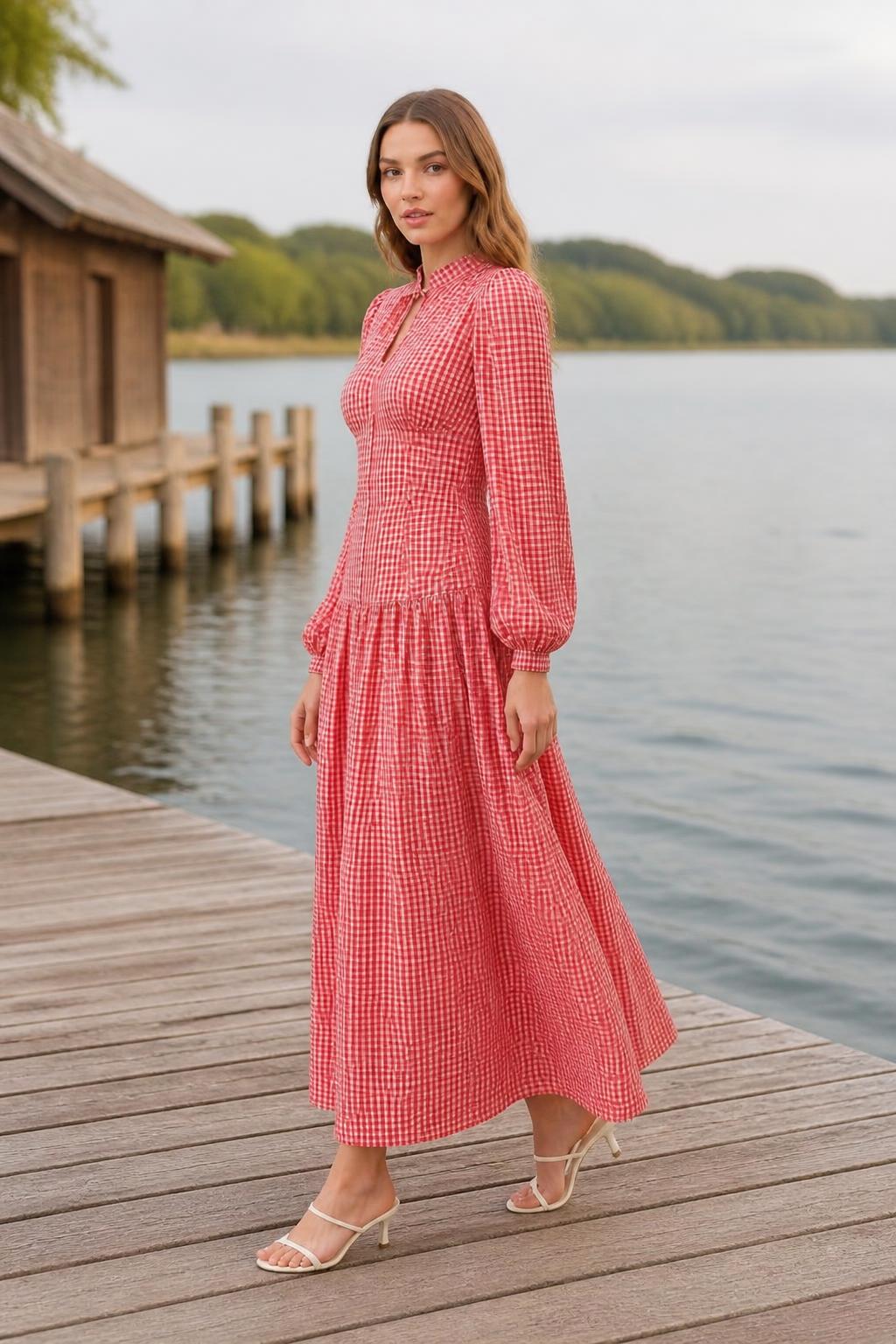 Mia | Plaid Mini Dress, Autumn Tie-Front with Petal Sleeves