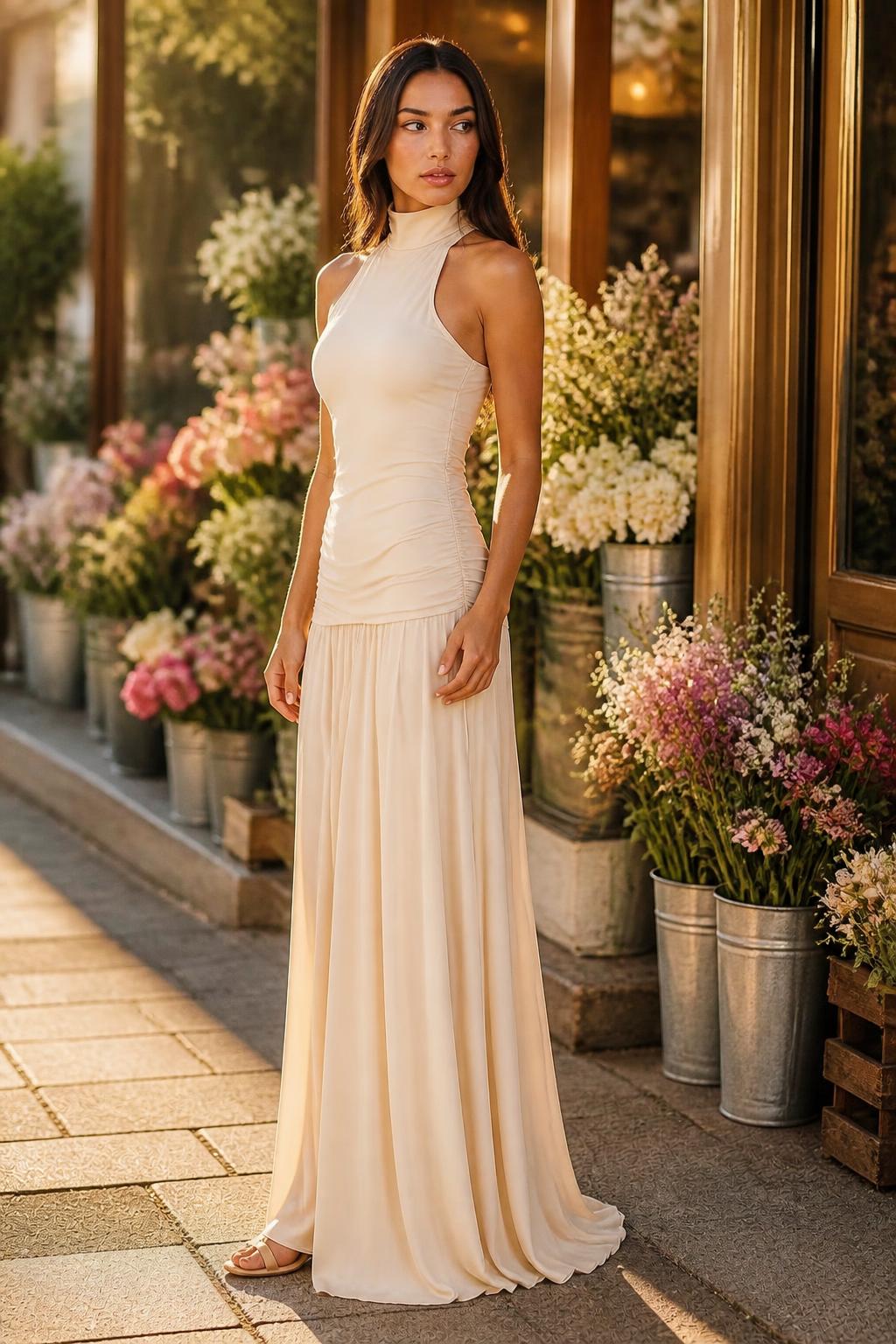 Charlotte | Mermaid Evening Dress, High-Neck Sleeveless Fitted Gown