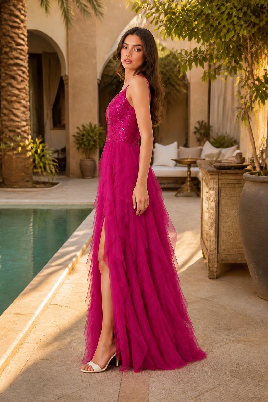 Sofia | Sequin Maxi Dress, Strapless Mesh Style